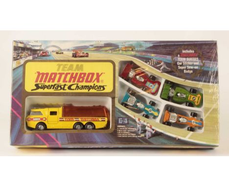 Matchbox Superfast G-4 Team Matchbox Superfast Champions Gift Set - containing (1) Super Kings Racing Car Transporter - lemon