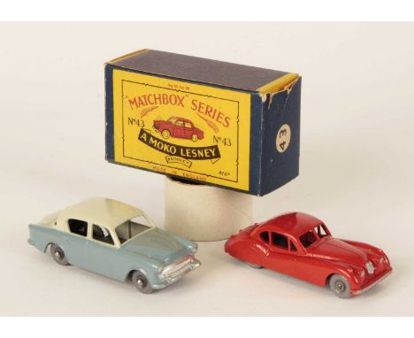 Matchbox Regular Wheels Pair of British Cars - (1) 32a Jaguar XK140 - Stannard Code 6 - red body with mask sprayed front &amp