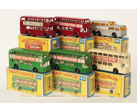 Matchbox Regular Wheels Group of Mid to Late 1960's Issue Public Service Vehicles. Including 5d London Routemaster Bus - BP L