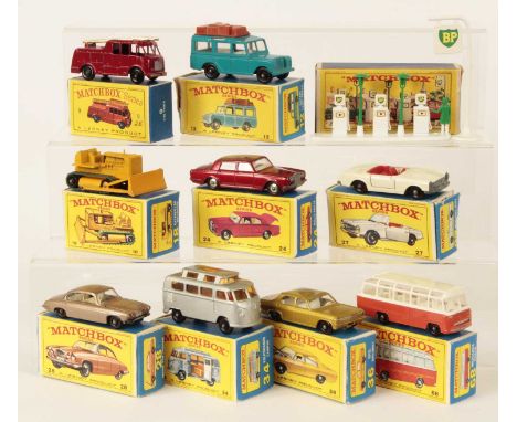 Matchbox Regular Wheels Group of Mid to Late 1960's Issue Models - (1) 9c Merryweather Marquis fire Engine (both axles bent o