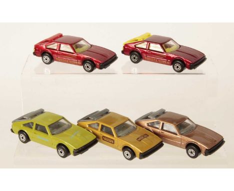 Matchbox Superfast 5 x 60d Toyota Supra MADE IN BULGARIA MODELS - all are black plastic Universal Bulgaria base, 5-arch wheel