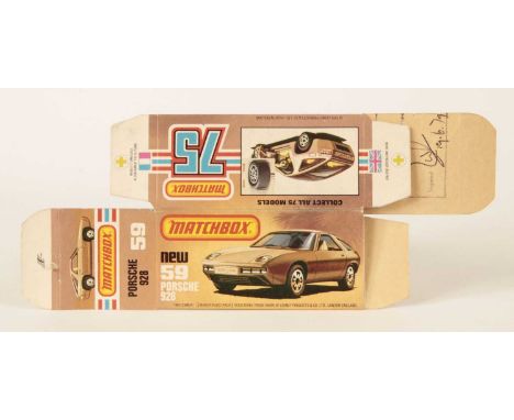 Matchbox Superfast Bowater's Printers Proof Empty "New" Type L Box For 59d Porsche 928 - 1979 Copyright proof box with green 