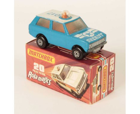 Matchbox Superfast 20b Range Rover Police Patrol FACTORY COLOUR TRIAL MODEL - blue body with "County Sheriff" left hand side 