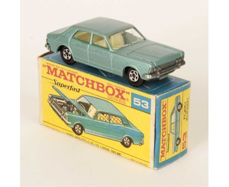 Matchbox Superfast 53a Ford Zodiac - RARE TRANSITIONAL ISSUE METALLIC SILVER-BLUE BODY WITH MATT PAINT FINISH, chrome engine,