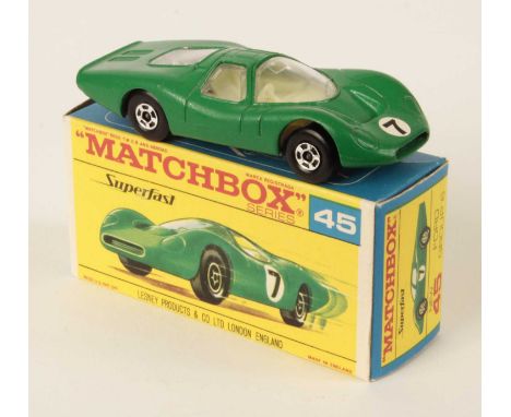 Matchbox Superfast 45a Ford Group 6 - RARE FLAT NON-METALLIC GREEN BODY WITH MATT PAINT FINISH, circular racing number 7 nose