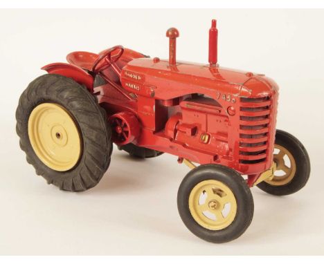 Matchbox Early Moko Lesney Toys Large Scale Massey Harris Tractor - red body with tan wheel hubs &amp; steering frame, comple