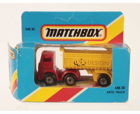 Matchbox Superfast 30d Leyland Articulated Truck RARE PROMOTIONAL ISSUE "OGLE DESIGN" - red tractor unit with red windows, wh
