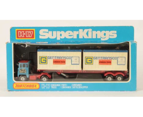 Matchbox Super Kings K-17 Scammell Crusader Articulated Container Truck GERMAN EXPORT ISSUE WITH "HOCK &amp; TIEF" TRACTOR UN
