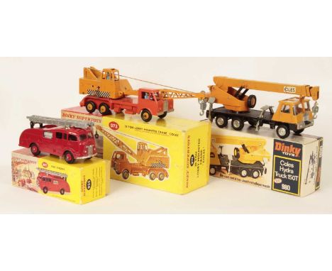 Dinky Toys group of 3 x 1960's &amp; 1970's Issue Commercial Vehicles (1) 972 Coles 20-ton Lorry Mounted Crane - orange cab a