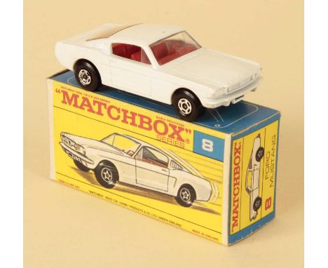 Matchbox Superfast 8a Ford Mustang - white body, red interior, gloss black base, 5-spoke wide wheels - overall excellent but 