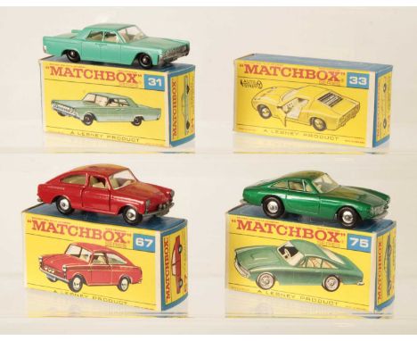 Matchbox Regular Wheels Group of Late 1960's Issue Cars. (1) 31c Lincoln Continental - Stannard Code 3 - sea green body with 