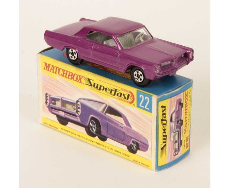 Matchbox Superfast 22a Pontiac GP Coupe - metallic light purple body WITH RARE SILVER GRILLE &amp; HEADLAMPS, light grey inte