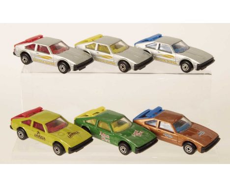 Matchbox Superfast 6 x 60d Toyota Supra MADE IN BULGARIA MODELS - all are clear windows, black plastic Universal Bulgaria bas