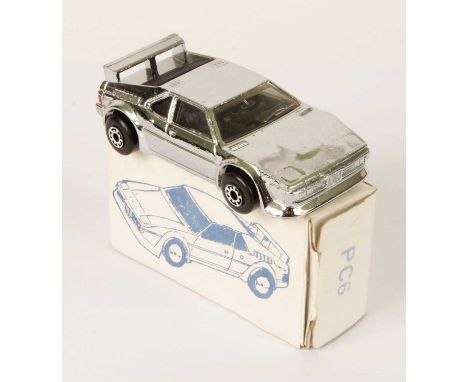 Matchbox Superfast PC6 / 52c BMW M1 1991 USA PROMOTIONAL ISSUE - chrome plated body, windows have smoke grey tint, black inte
