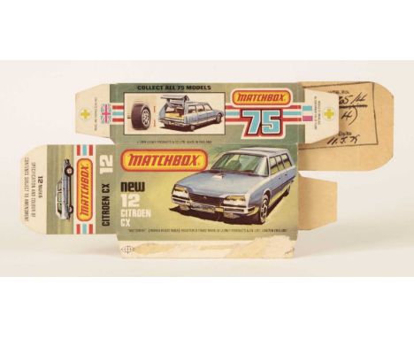 Matchbox Superfast Bowater's Printers Proof Empty "New" Type L Box For 12d Citroen CX - 1979 Copyright proof box with green c