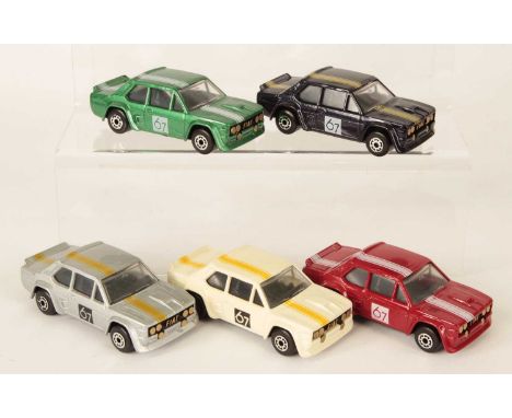 Matchbox Superfast 5 x 74d Fiat Abarth MADE IN BULGARIA MODELS - all are clear windows, black interior, black plastic Matchbo