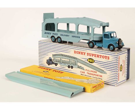 Dinky Supertoys 982 Bedford Pullmore Articulated Car Transporter - mid blue Tractor unit with mid blue cab ridged hubs, light