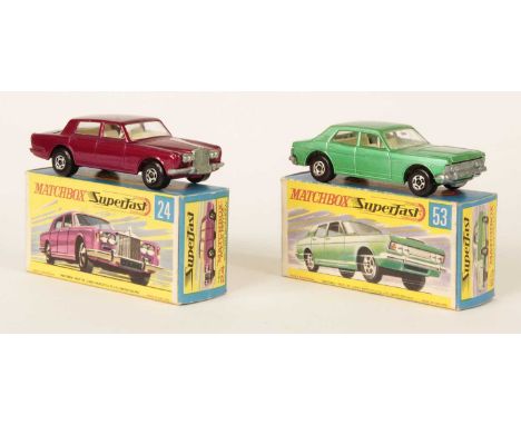 Matchbox Superfast Pair of British Cars - (1) 24a Rolls Royce Silver Shadow - metallic red body, ivory interior, METALLIC SIL