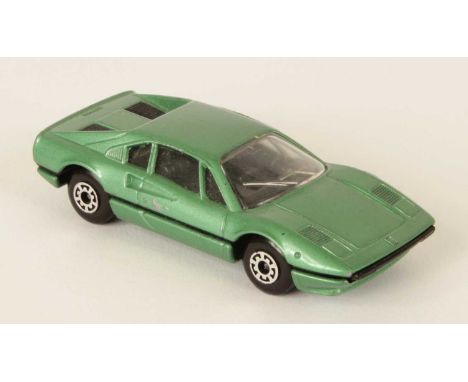 Matchbox Superfast 70d Ferrari 308 GTB FACTORY PRE-PRODUCTION COLOUR TRIAL - metallic green body, clear windows, black interi