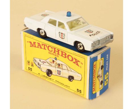 Matchbox Regular Wheels 55d Mercury Park Lane Police Car - Stannard Code 8 - white body with hood &amp; door labels, ADDITION