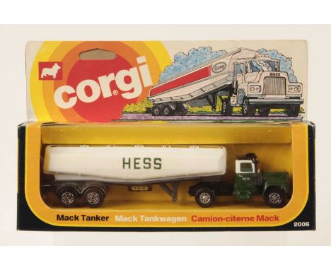 Corgi Super Juniors 2006 Mack Articulated Tanker FACTORY COLOUR TRIAL MODEL "HESS" - green Tractor Unit with yellow grille, w
