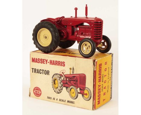 Matchbox Early Moko Lesney Toys Large Scale Massey Harris Tractor - red body with tan wheel hubs &amp; steering frame, comple