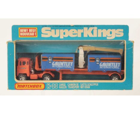 Matchbox Super Kings K-33 Scammell Crusader Articulated Cargo Hauler "Gauntlet International" - RARE ALL OVER ORANGE TRACTOR 