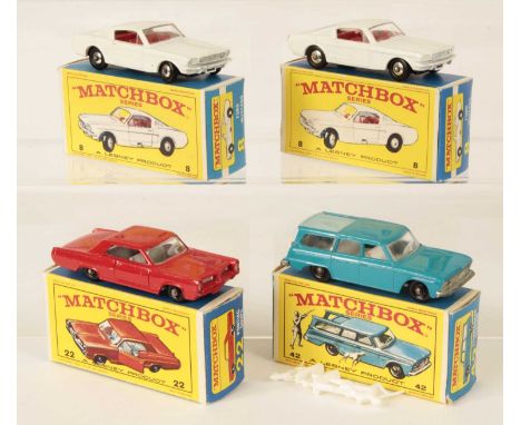 Matchbox Regular Wheels Group of American Cars - (1) 8e Ford Mustang - Stannard Code 1 - with silver grille, gloss black base
