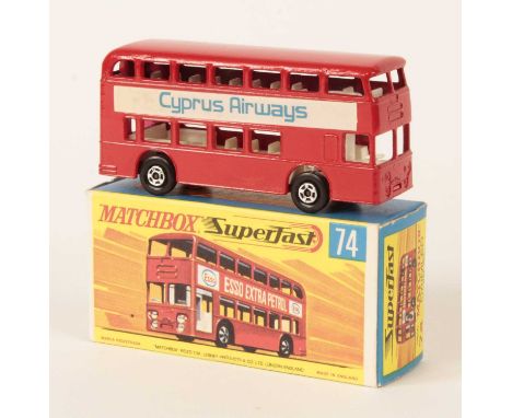 Matchbox Superfast 74a Daimler Fleetline Bus RARE PROMOTIONAL ISSUE "CYPRUS AIRWAYS - CYPRUS THE PERFECT ISLAND" - bright red