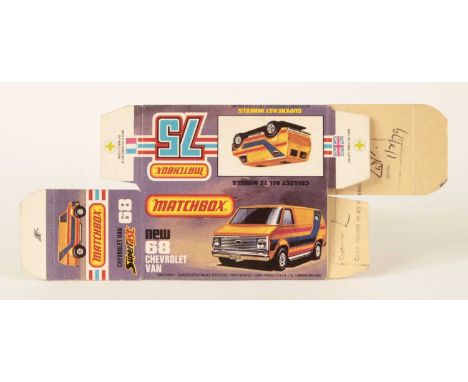 Matchbox Superfast Bowater's Printers Proof Empty "New" Type K Box For 68c Chevrolet Van - 1978 Copyright proof box with gree
