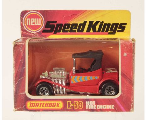 Matchbox Speed Kings K-50 Ford Model T Street Rod FACTORY COLOUR TRIAL MODEL - red body with yellow &amp; blue chevron side l