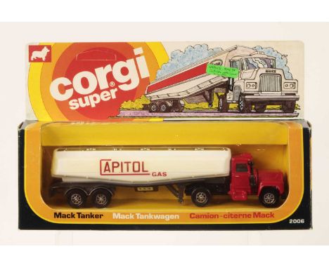 Corgi Super Juniors 2006 Mack Articulated Tanker FACTORY COLOUR TRIAL MODEL "CAPITOL GAS" - red Tractor Unit with red grille,