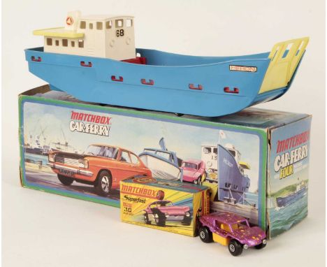 Matchbox Superfast G-7 Car Ferry Four Gift Set - containing plastic Car Ferry "Heron" WITH UNUSUALPALE YELLOW PLASTIC RAMP &a