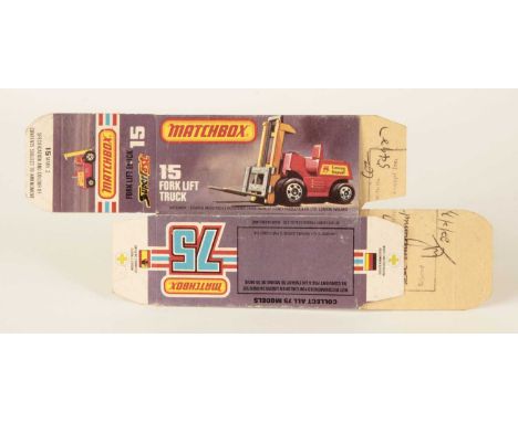 Matchbox Superfast Bowater's Printers Proof Empty Type K Box Without New For 15b Fork Lift Truck - 1978 Copyright proof box w