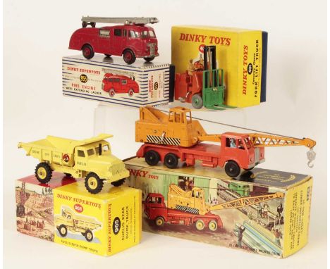 Dinky Toys Group of 4 x 1960's Issue Commercial Vehicles - (1) 972 Coles 20-Ton Lorry Mounted Crane - orange cab &amp; chassi
