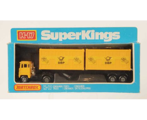 Matchbox Super Kings K-17 Scammell Crusader Articulated Containier Truck GERMAN EXPORT ISSUE "DBP" - yellow Tractor unit with