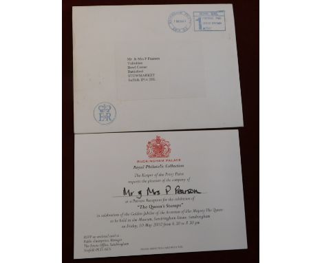 Great Britain 2002 Envelope cancelled Buckingham Palace with EIIR Crown cachet posted to Stowmarket. Contains invitation to "