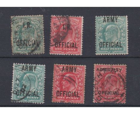 Great Britain 1902-03 Edward VII official Inland revenue SG 020 used 1/2d &amp; 021 used 1d. Army SG 048 m/m &amp; used 1/2d,