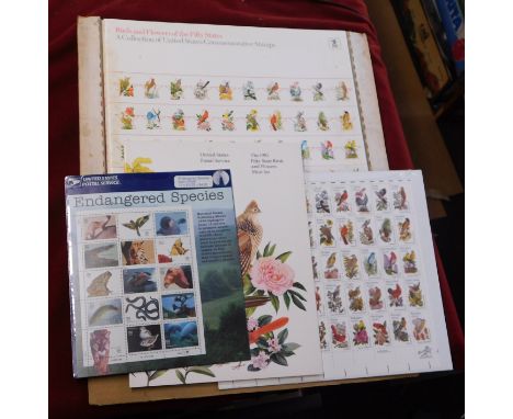 USA Wildlife 1978-1996 Philatelic package (stained) poste by SG's London to Stowmarket with hardback book of birds and flower