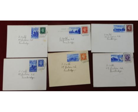 Great Britain 1938 25th Philatelic Congress Cambridge, six covers with different Congress stamps each on cover with Congress 