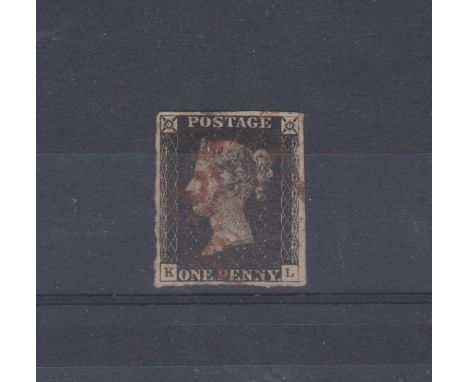 Great Britain 1840 Penny Black, Plate 2, EL four good to large margins red MX. Near fine