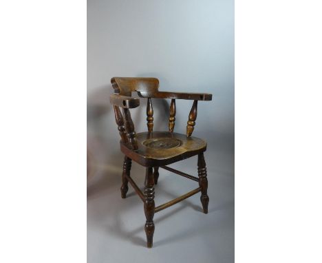 A Late 19th Century Child's Captain Style Commode Chair 