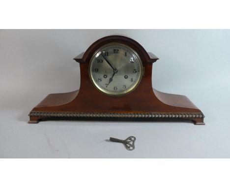 An Edwardian Mahogany Napoleon Hat Mantle Clock, Movement Working Intermittently. 53cm Wide 
