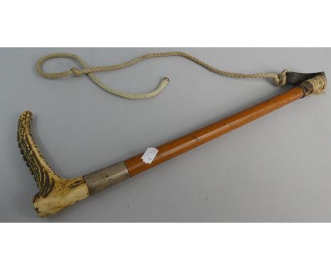 A Brigg Bone Handled Hunting Crop, the Silver Mount Inscribed C Hicks, 49cm Long 