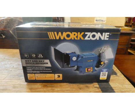 A Boxed and Unused Work Zone Wet and Dry Bench Grinder (2017) 