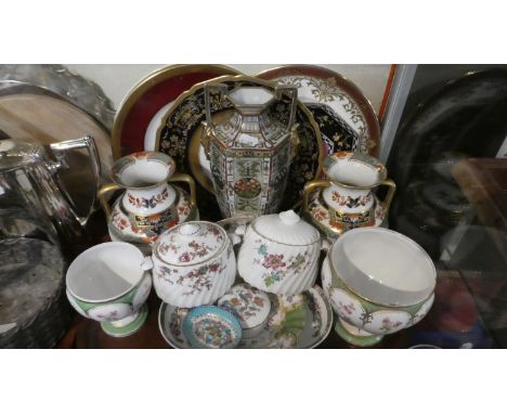 A Tray of Ceramics to Include Noritake Vase, Various Cabinet Plates, Pair of Copeland Spode Vases (One AF) Minton Ancestral, 