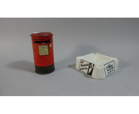 A Child's Saving Tin in the Form of a Postbox Together with a Royal Doulton Ceramic Ashtray for William Younger's Scotch Ale 