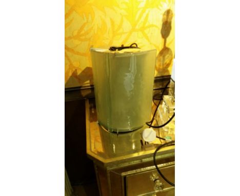 Glass table top light with curved, ribbed glass shade.. 31cm high, 26cm wide used in Calcot Manor. PAT tested Nov 2015