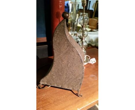 Hide or leather, tooled, conical lamp (PAT tested), used at Calcot Manor