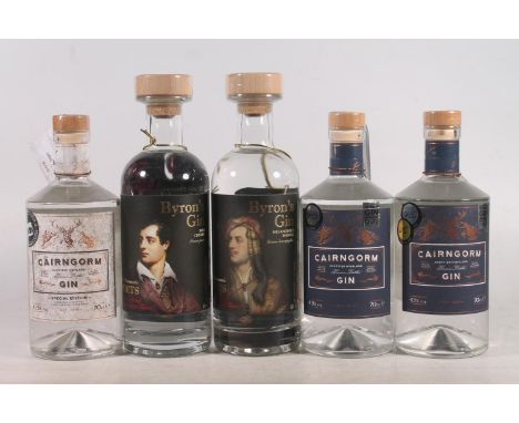 Five bottles of gin to include CAIRNGORM gin special edition 41.5% abv. 70cl, two bottles of CAIRNGORM gin 43% abv. 70cl two 